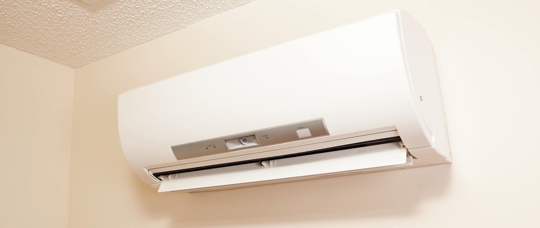 A photo of a ductless air conditioner's air handler indoors